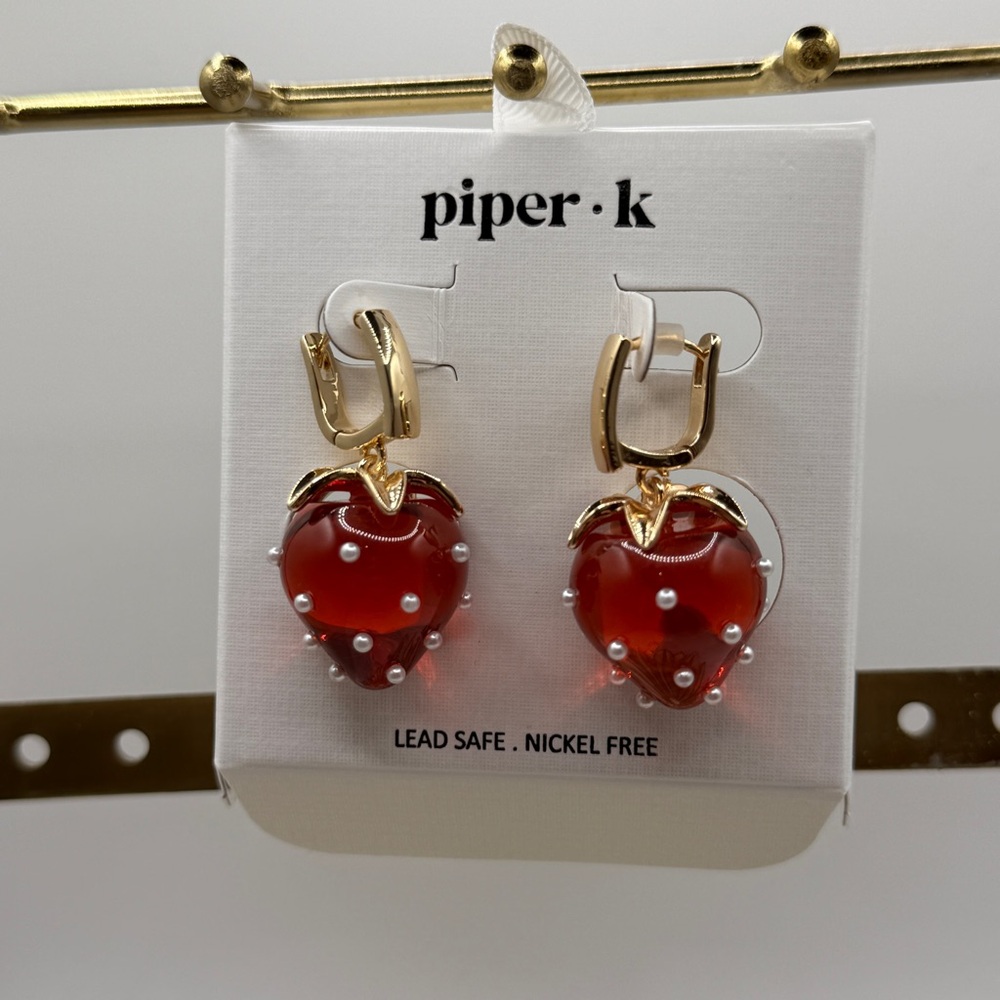 Piper Red and Gold Heart Earrings